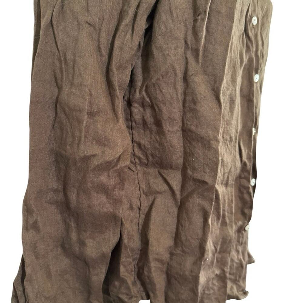 Joie 100% Linen Brown Button Up Long Sleeve Shirt Career Coastal Dressy sz M - Picture 10 of 16